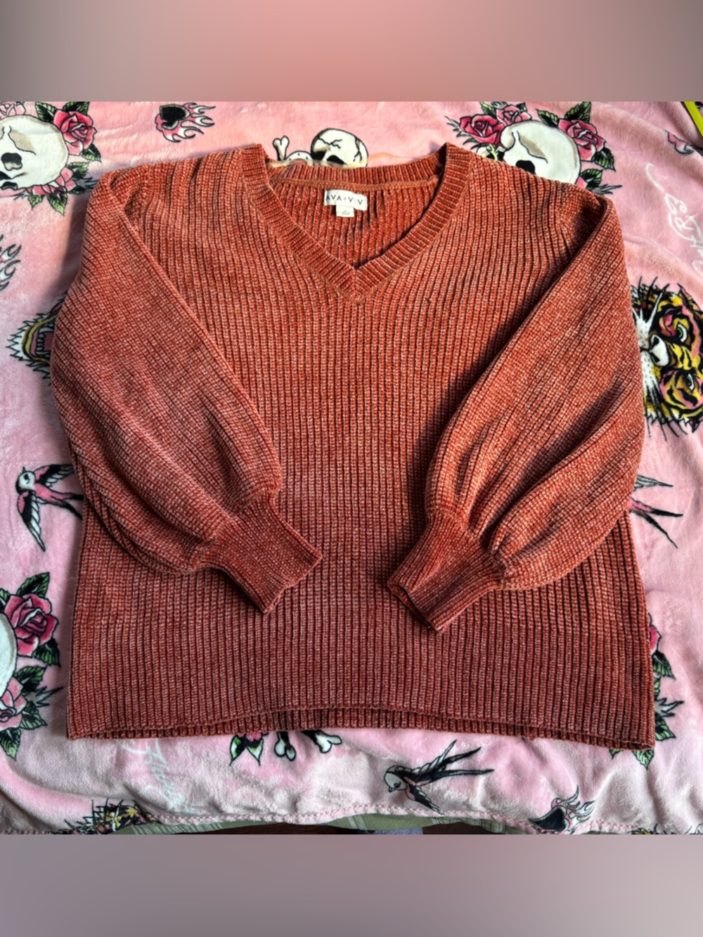 Womens Ava and Viv Orange Ribbed Knit Sweater size 2X